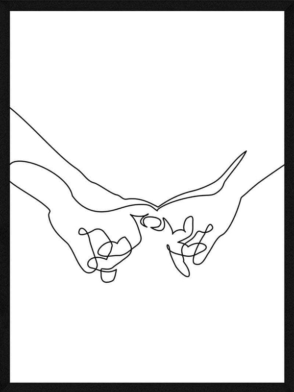 Stregtegning holding hands plakat illustrationer