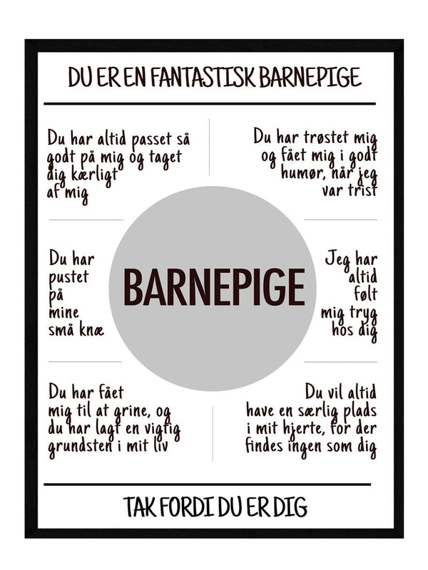 Barnepige plakat citat