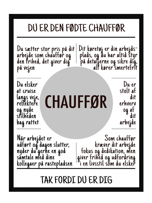 Chauffør plakat citat