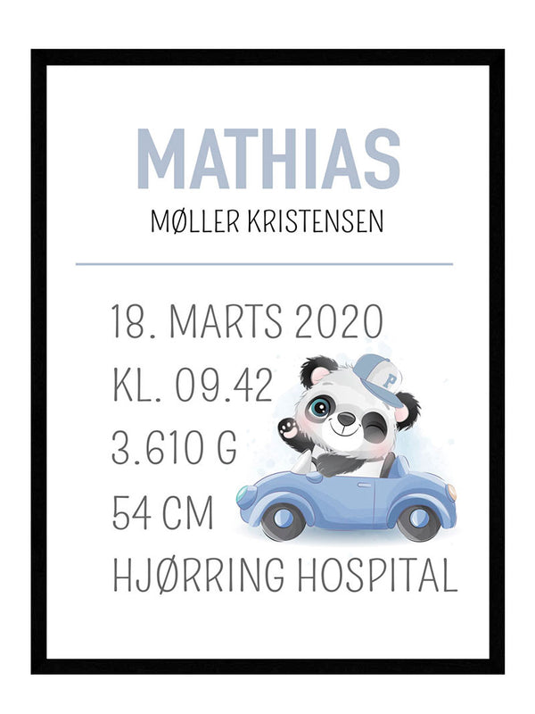 Fødselstavle med bamse - dreng fødselstavler