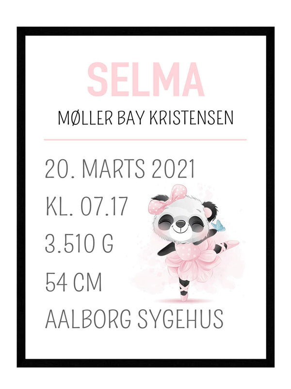 Fødselstavle med bamse - pige fødselstavler