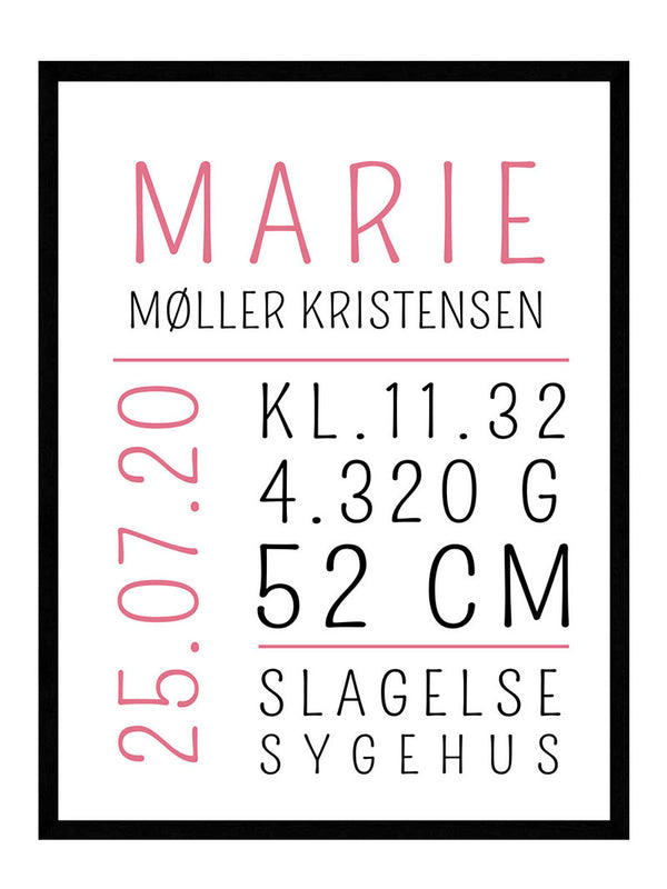 Fødselstavle til pige fødselstavler