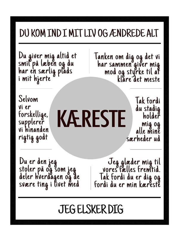 Kæreste plakat citat