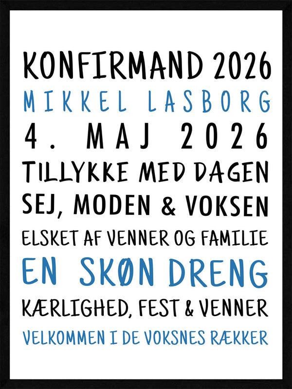 Konfirmand plakat dreng version citat
