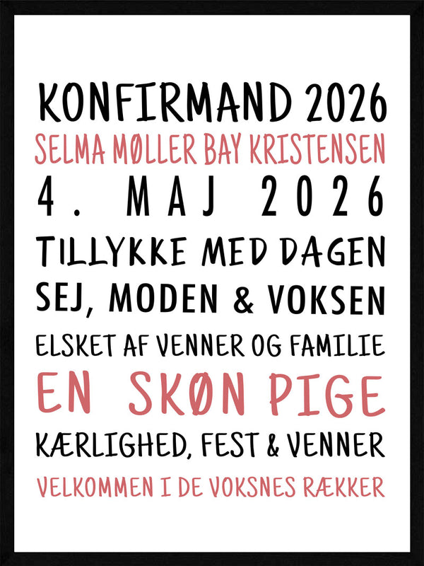 Konfirmand plakat pige version citat