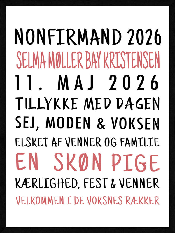 Nonfirmand plakat pige version citat
