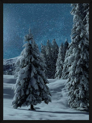 Snedækket træer juleplakat juleplakat