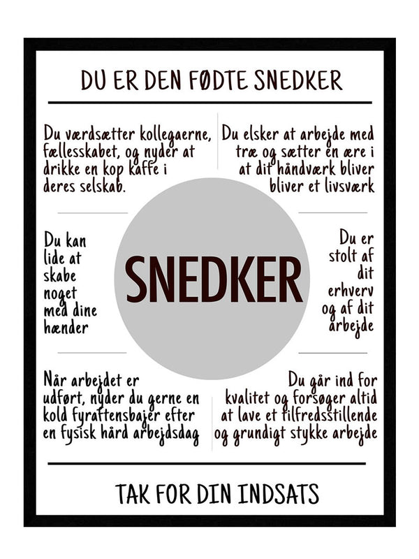 Snedker plakat citat