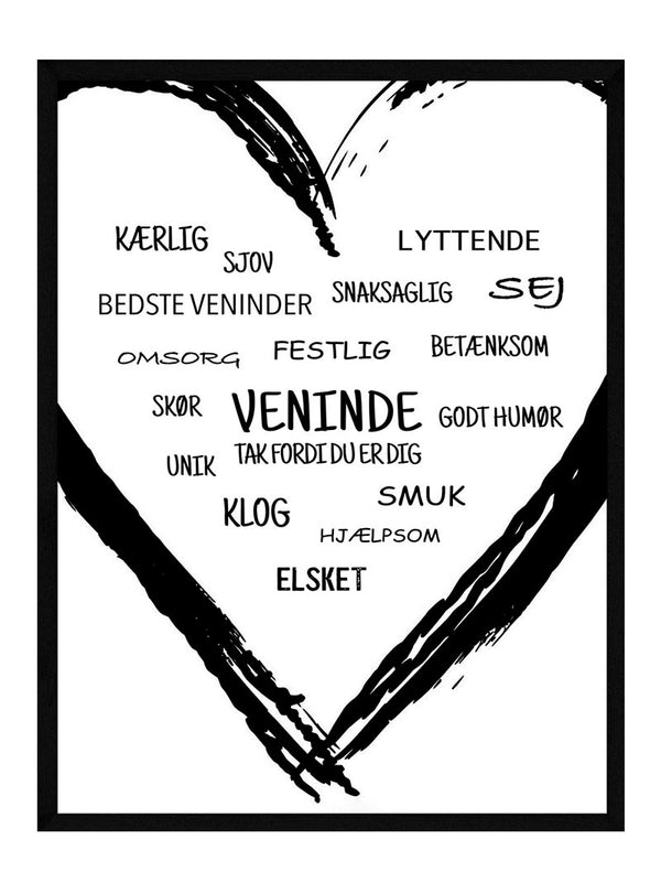 Veninde hjerte plakat citat