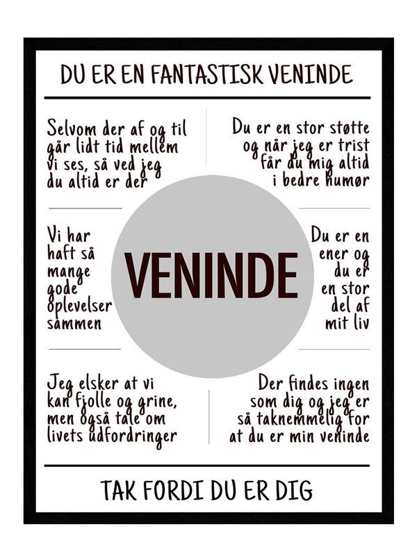 Veninde plakat citat