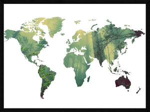 Verdenskort plakat - Skov i tåge verdenskort