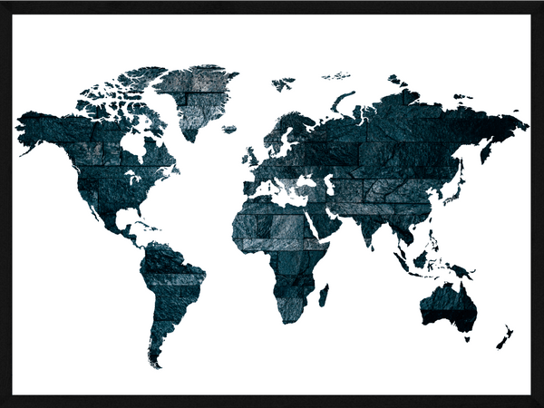 Verdenskort plakat - sort version verdenskort