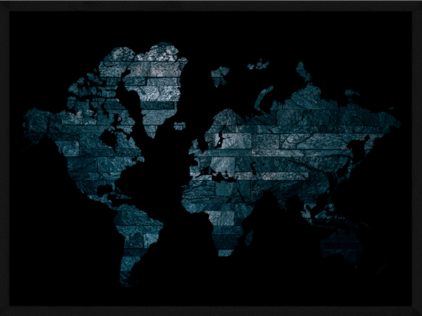 Verdenskort plakat - version black verdenskort