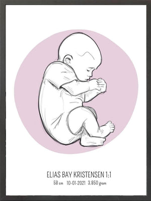 Birth poster / fødselsplakat 1:1 - Fosterstilling blå fødselstavler