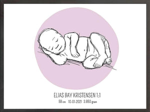 Birth poster / fødselsplakat 1:1 - Liggende blå fødselstavler