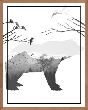 Bjørn i skov - Plakat abstrakt