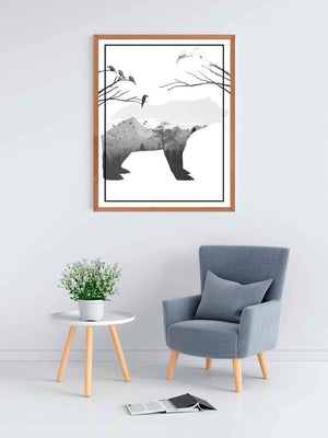 Bjørn i skov - Plakat abstrakt