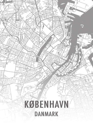 København Plakat Hvid kort
