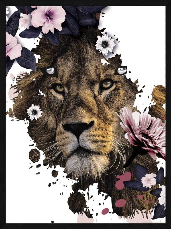Løve i blomster - Plakat dyr