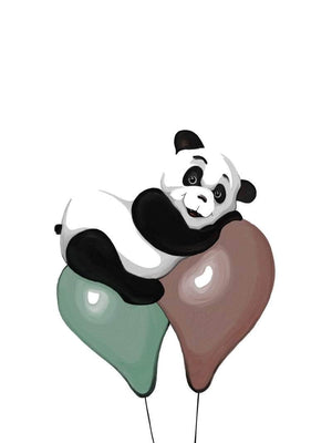 Panda på balloner - Børneplakat børneplakat