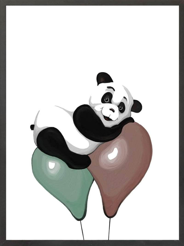 Panda på balloner - Børneplakat børneplakat