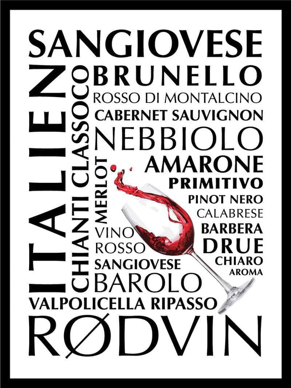 Rødvin plakat Italien citat
