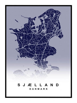 Sjælland plakat kort