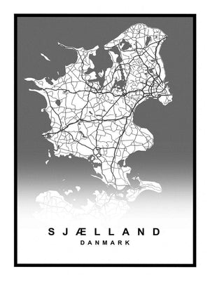 Sjælland plakat kort