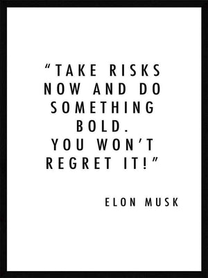 Take risks now - Elon Musk Plakat citat
