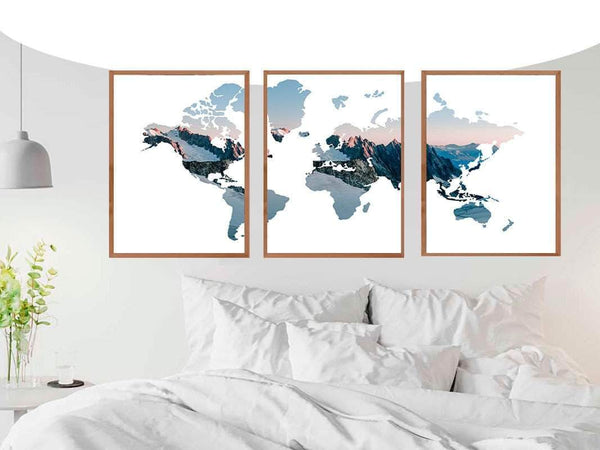 verdenskort plakat i 3 dele - Top of the world verdenskort